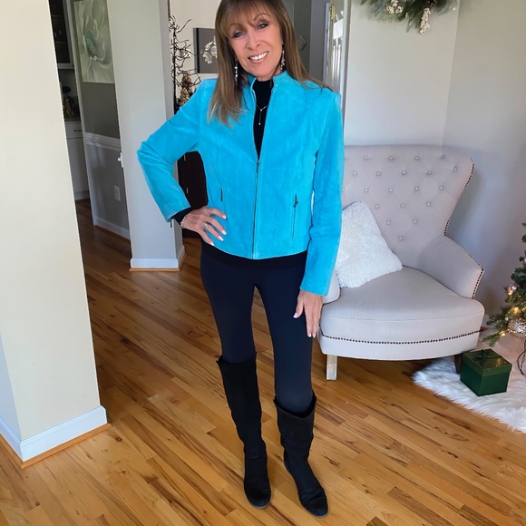 Valerie Stevens light blue suede jacket Size s - Picture 2 of 2